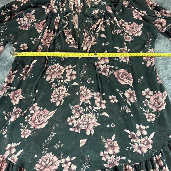 Free People Dress Womens XS Boho Maxi Long Sleeve Tiered Ruffle Floral - Picture 3 of 11